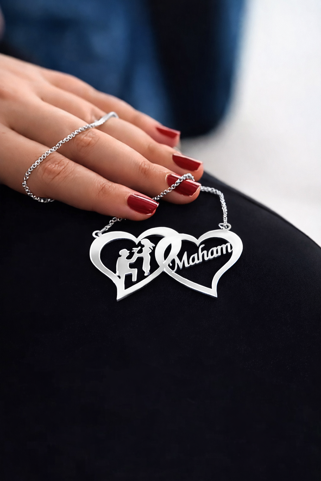 Personalized Golden Proposal Heart Necklace - Custom Name Double Pendant for Valentine's Day