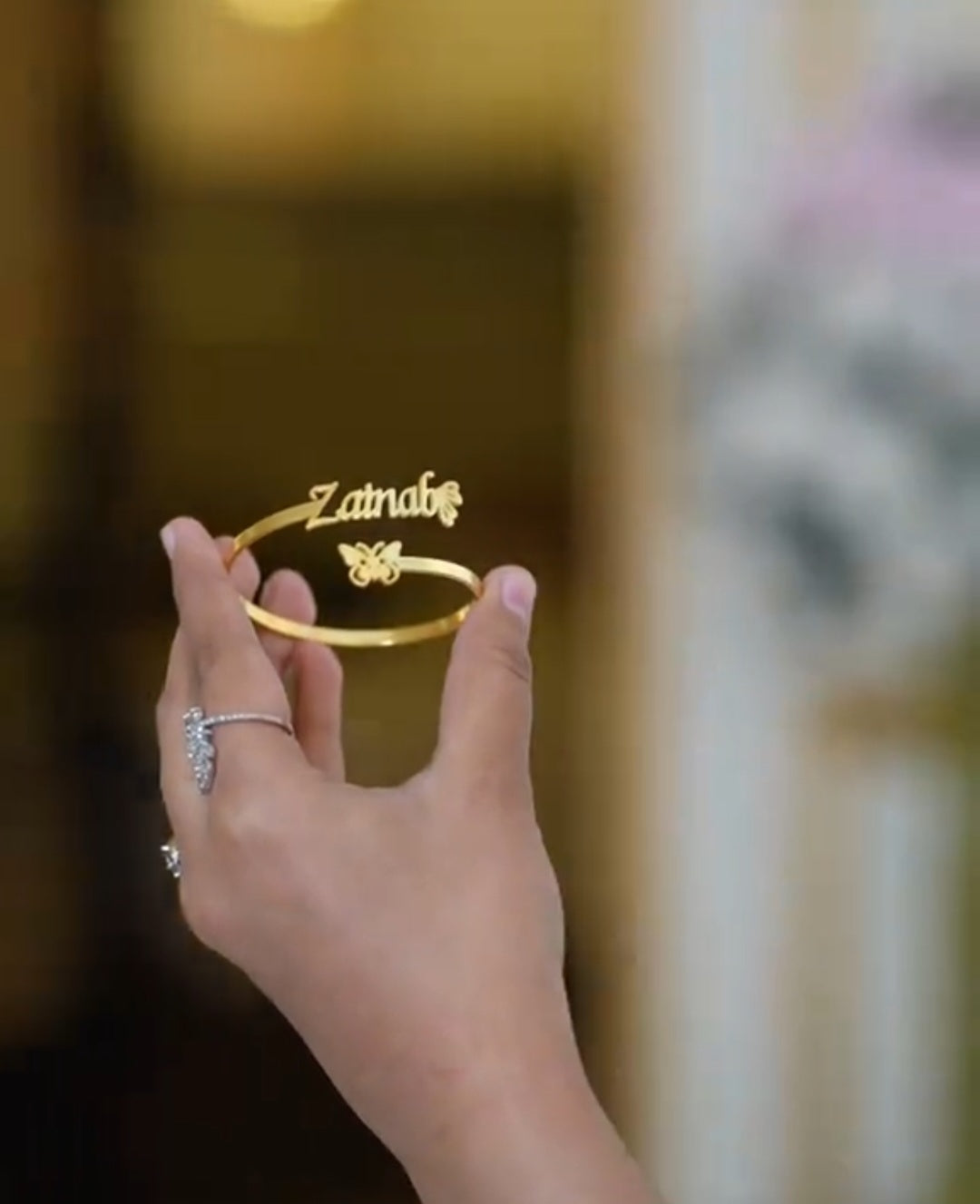 Custom Name Bangle for Women in Pakistan – Personalized Silver & Golden Jewelry | Mibbilux