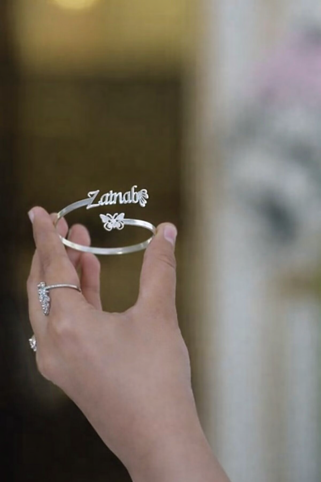 Custom Name Bangle for Women in Pakistan – Personalized Silver & Golden Jewelry | Mibbilux